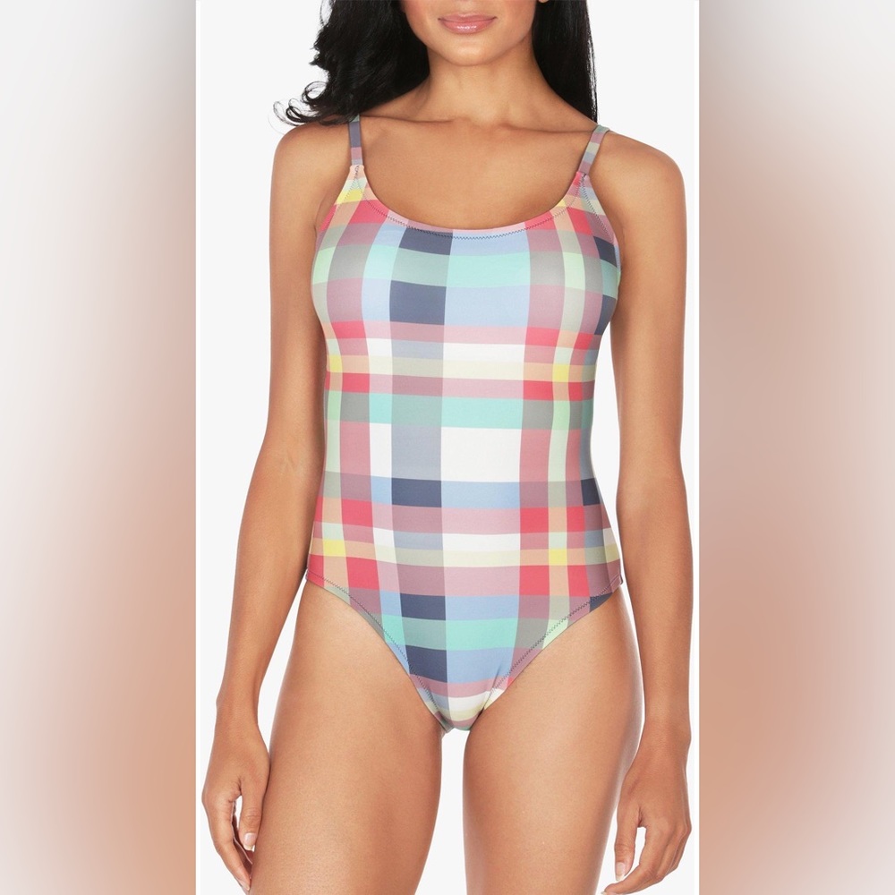 Sperry one piece Womens swimsuit check spaghetti strap underwire medium